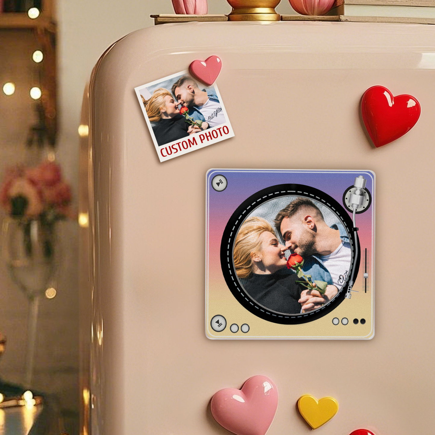Custom Rotating Double Layer Acrylic Nfc Fridge Magnets With  Photos And Songs Magnetic Fridge Magnets - MyFaceUnderwearAU