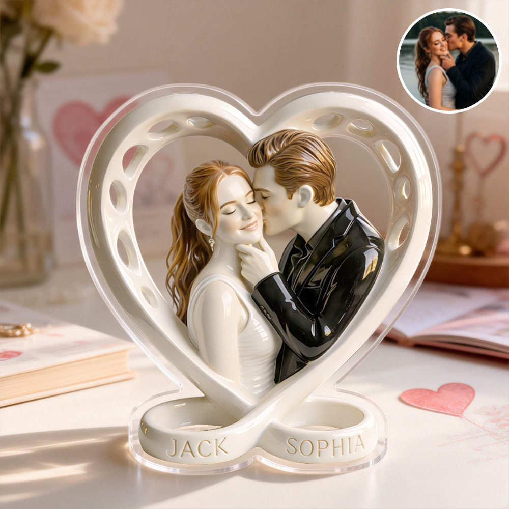 Personalized Infinity Heart Cartoon Photo Ceramic Style Acrylic Plaque - MyFaceUnderwearAU