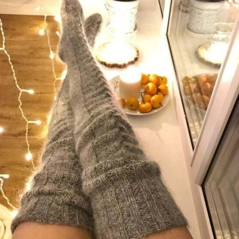 Knitted Over The Knee Socks Women Winter Leg Warmers Over Knee Thick Leg Warmers - MyFaceUnderwearAU