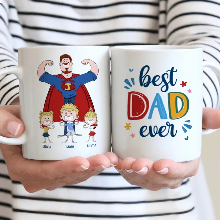 Father and Kids - Best Dad Ever - Personalized Mug