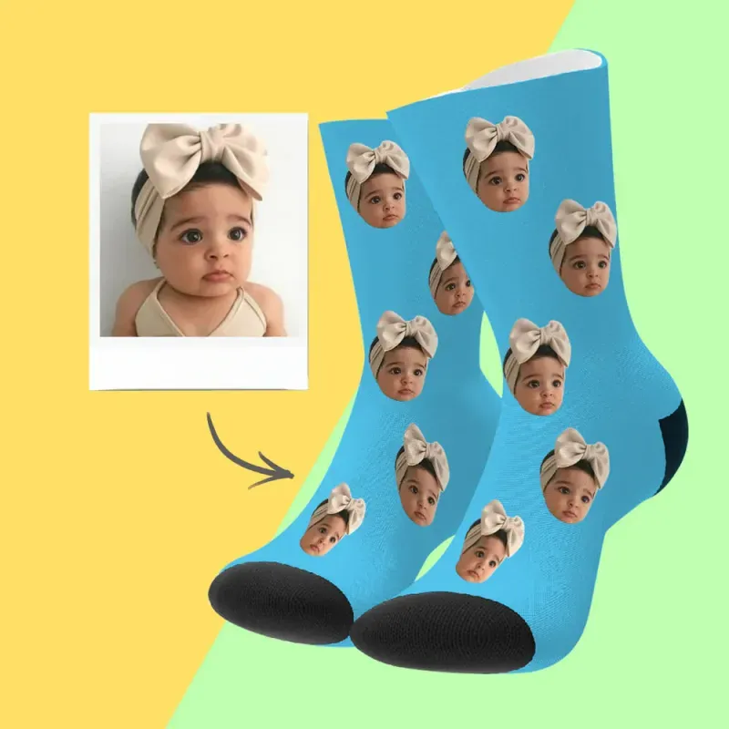 Custom Face Socks Breathable Soft Socks Add Pictures And Name Colorful Gift for Love
