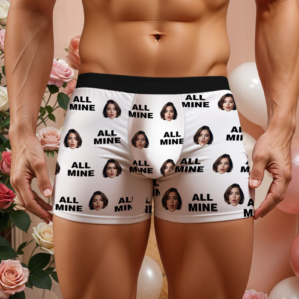 Custom Men's Face Boxer All Mine Face Boxer Briefs Personalized Face Boxer Briefs Valentine's Day Underwear Gift - MyFaceUnderwearAU