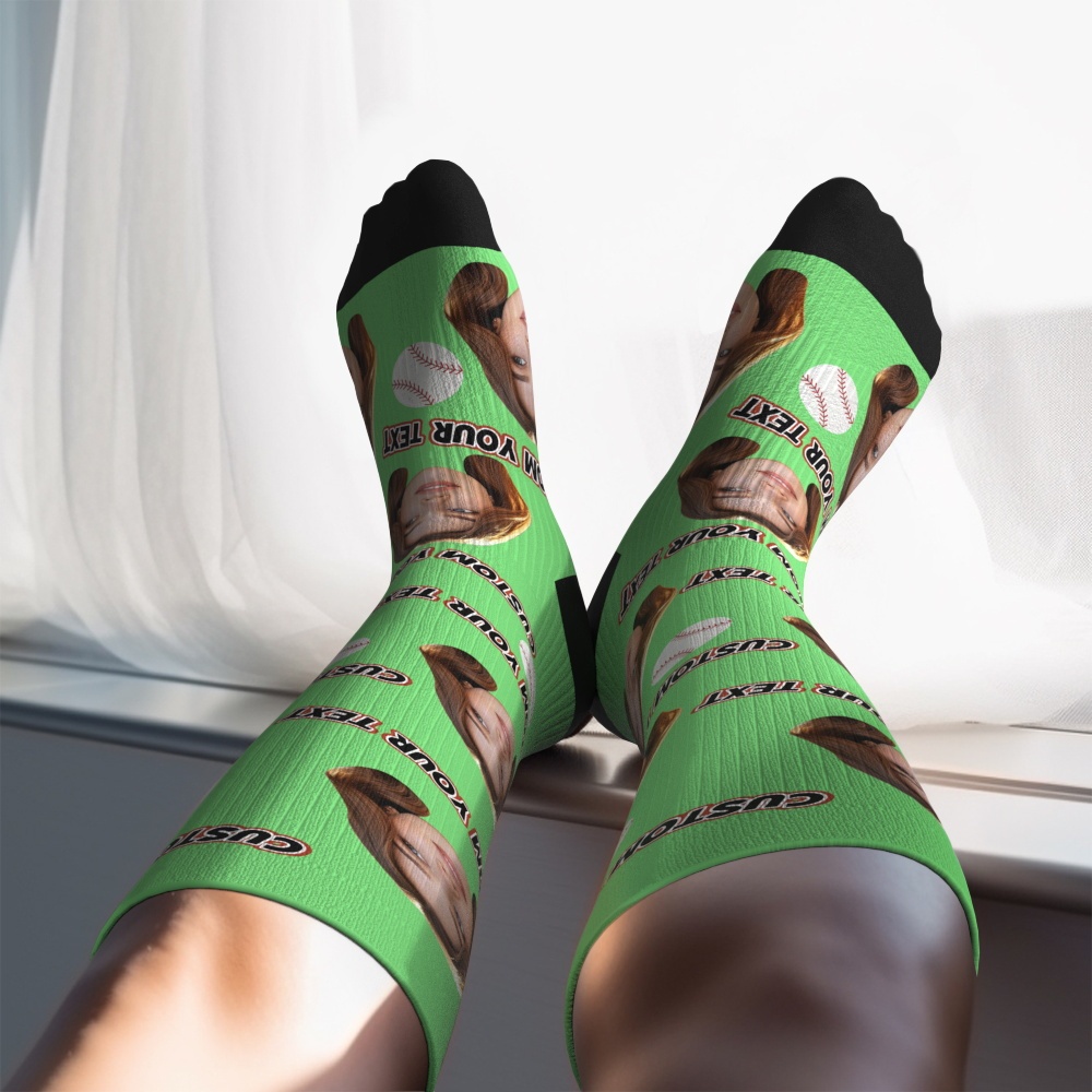 Custom Knee High Socks with Photo and Text Upgrade Custom Breathable Knee-high Compression Socks - MyFaceUnderwearAU