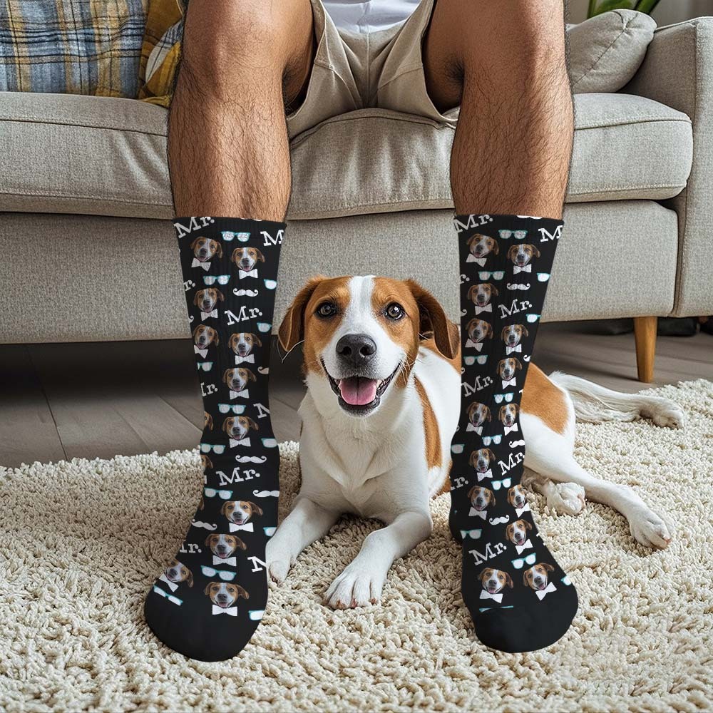Custom Face Socks Mr Cute Socks Personalized Photo Custom Design Best Gift Idea - MyFaceUnderwearAU