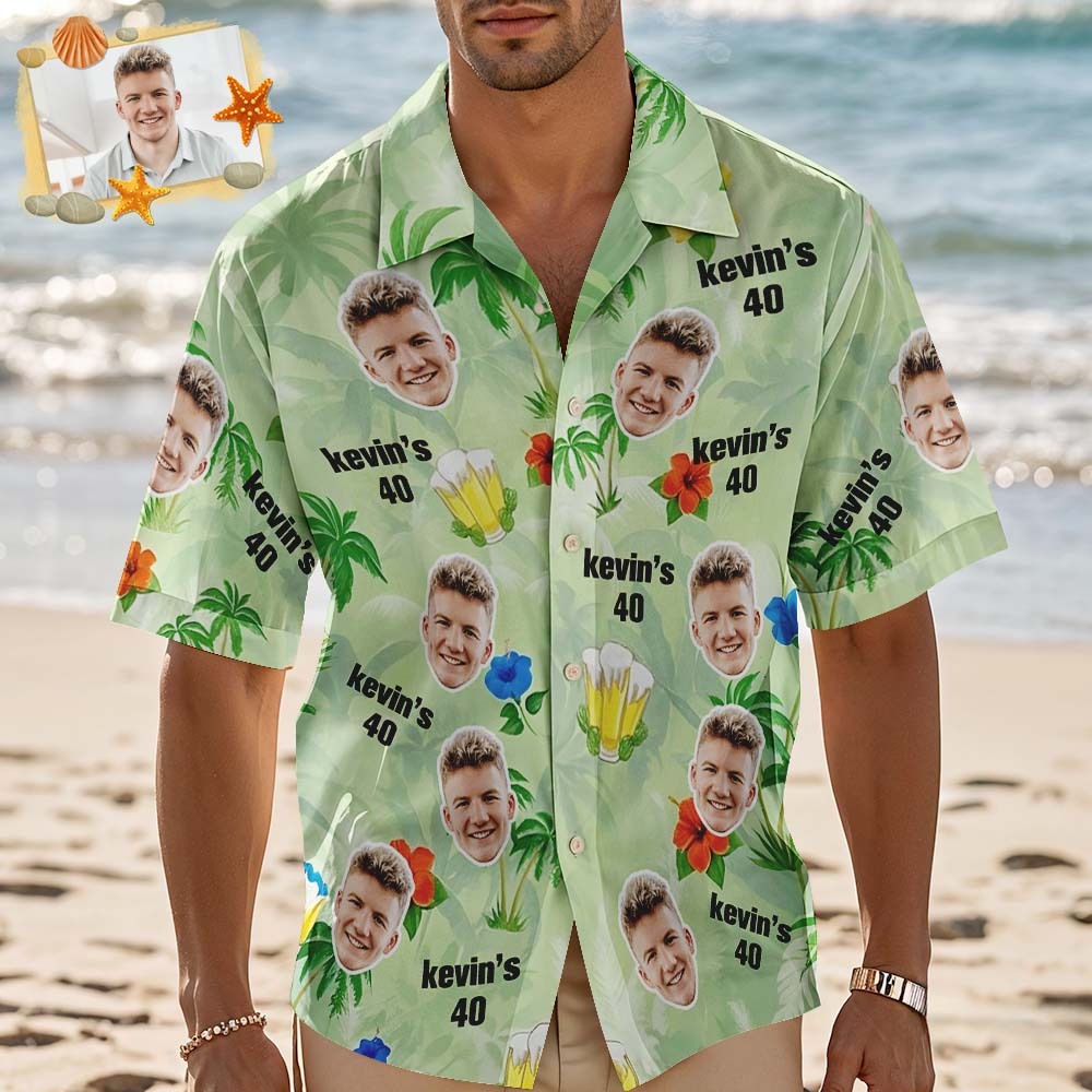 Custom Best World Dad Face Hawaiian Shirt Blue and Flower Tropical Hawaiian Shirt Fathers Day Gift - MyFaceUnderwearAU