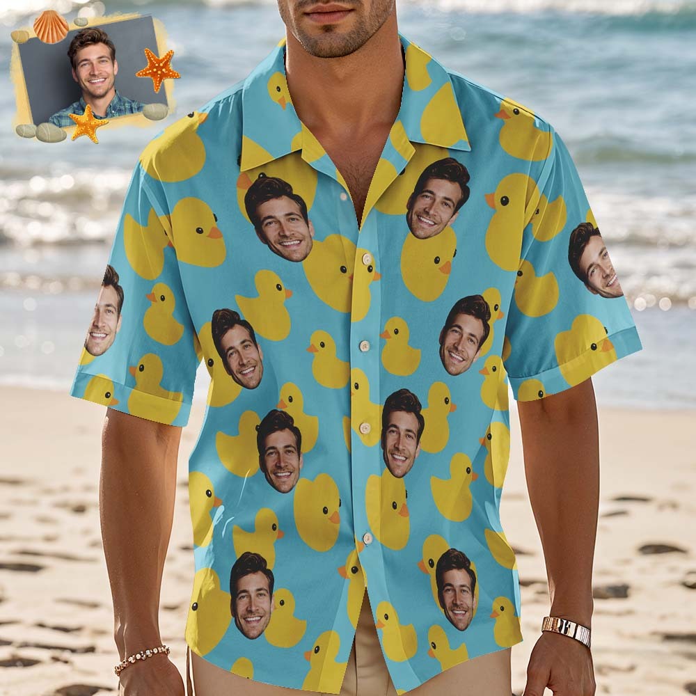 Custom Hawaiian Shirts Personalized Tropical Blue Cute Little Dinosaur Hawaiian Shirts Beach Vacation Gifts - MyFaceSocksAU