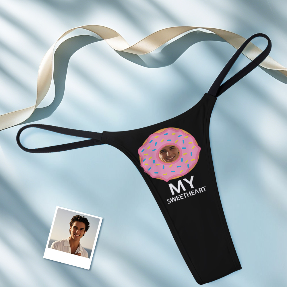 Custom Thongs Face Photo Panties Donut My Sweetheart Underwear Briefs Valentine Gifts For Her - MyFaceUnderwearAU