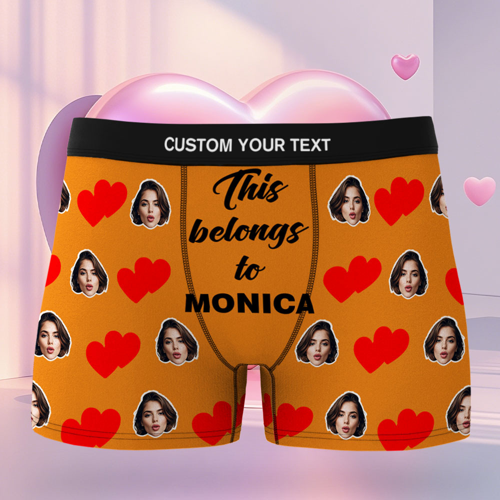 Custom Men's Face Boxer This Belong to Name Face Boxer Briefs Personalized Face Boxer Briefs Valentine's Day Underwear Gift - MyFaceUnderwearAU