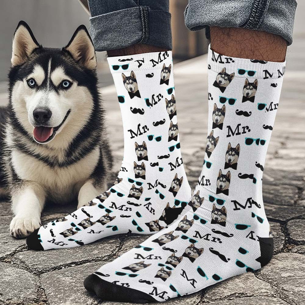 Custom Face Socks Mr Cute Socks Personalized Photo Custom Design Best Gift Idea - MyFaceUnderwearAU
