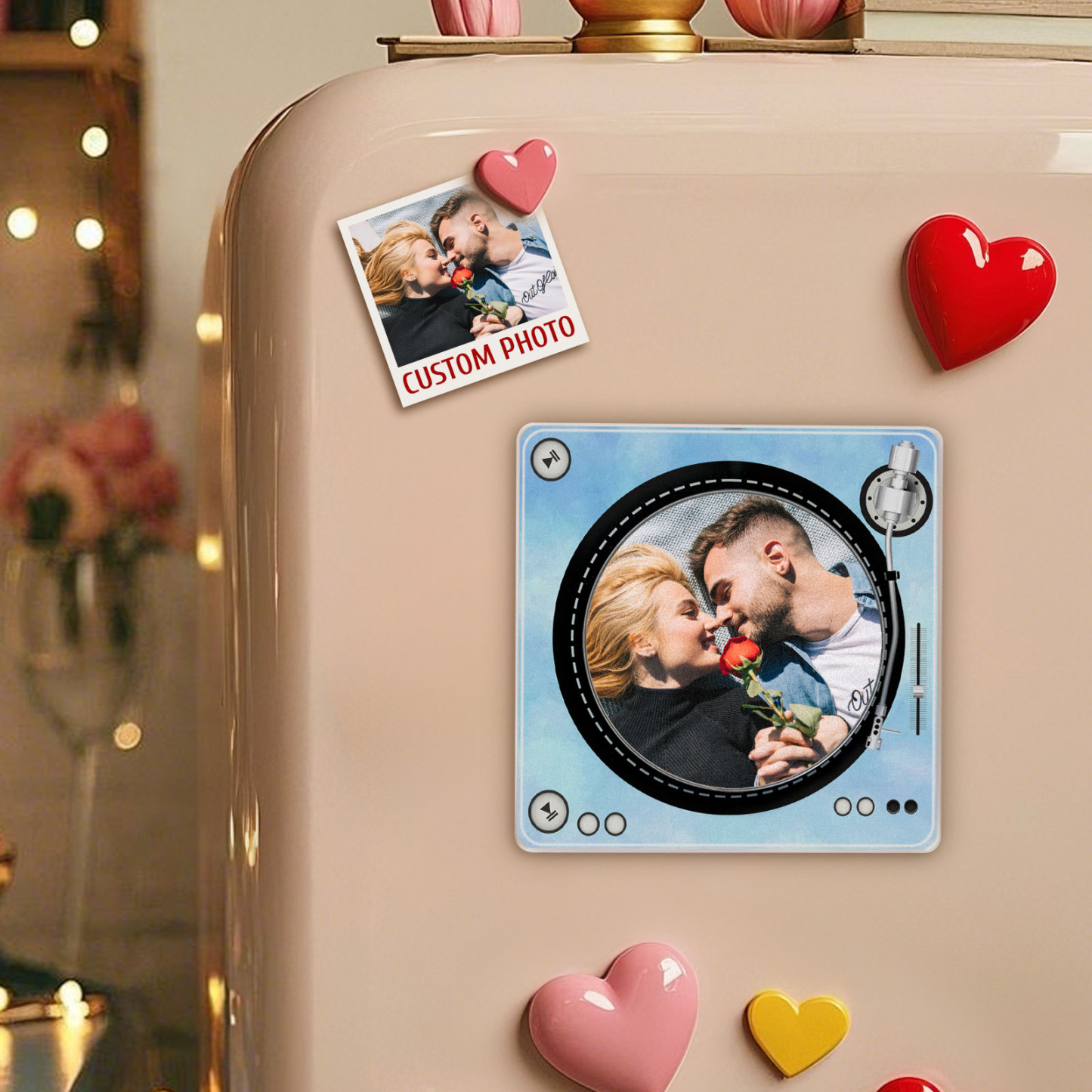 Custom Rotating Double Layer Acrylic Nfc Fridge Magnets With  Photos And Songs Magnetic Fridge Magnets - MyFaceUnderwearAU