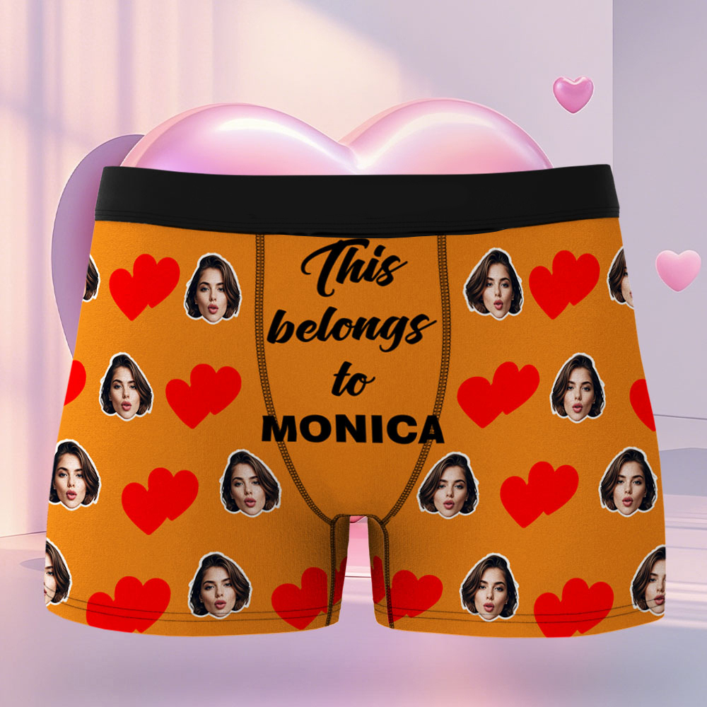 Custom Men's Face Boxer This Belong to Name Face Boxer Briefs Personalized Face Boxer Briefs Valentine's Day Underwear Gift - MyFaceUnderwearAU