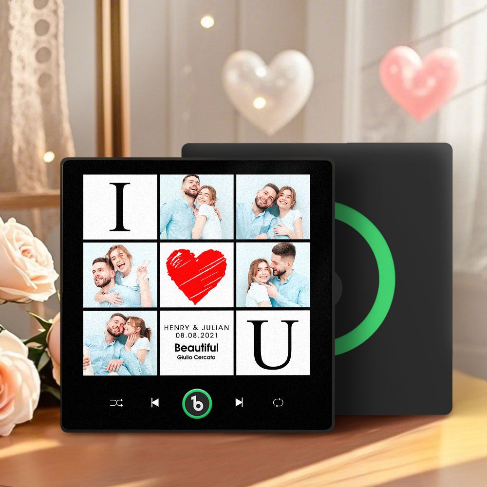 Custom Music Fridge Magnet I Love You Date and Name Music Album Fridge Magnet Photo Music Wall Photo Sticker Music Movement That Can Be Played Gift Idea - MyFaceUnderwearAU