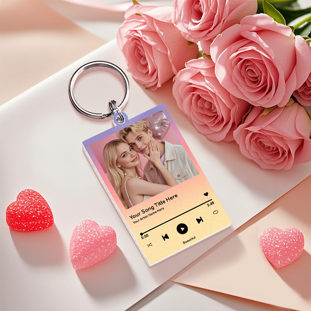 Custom Acrylic Music Keychain Couple You & Me Photo and Text Acrylic Keychain Creative Gifts Valentine Gift Keychain - MyFaceUnderwearAU
