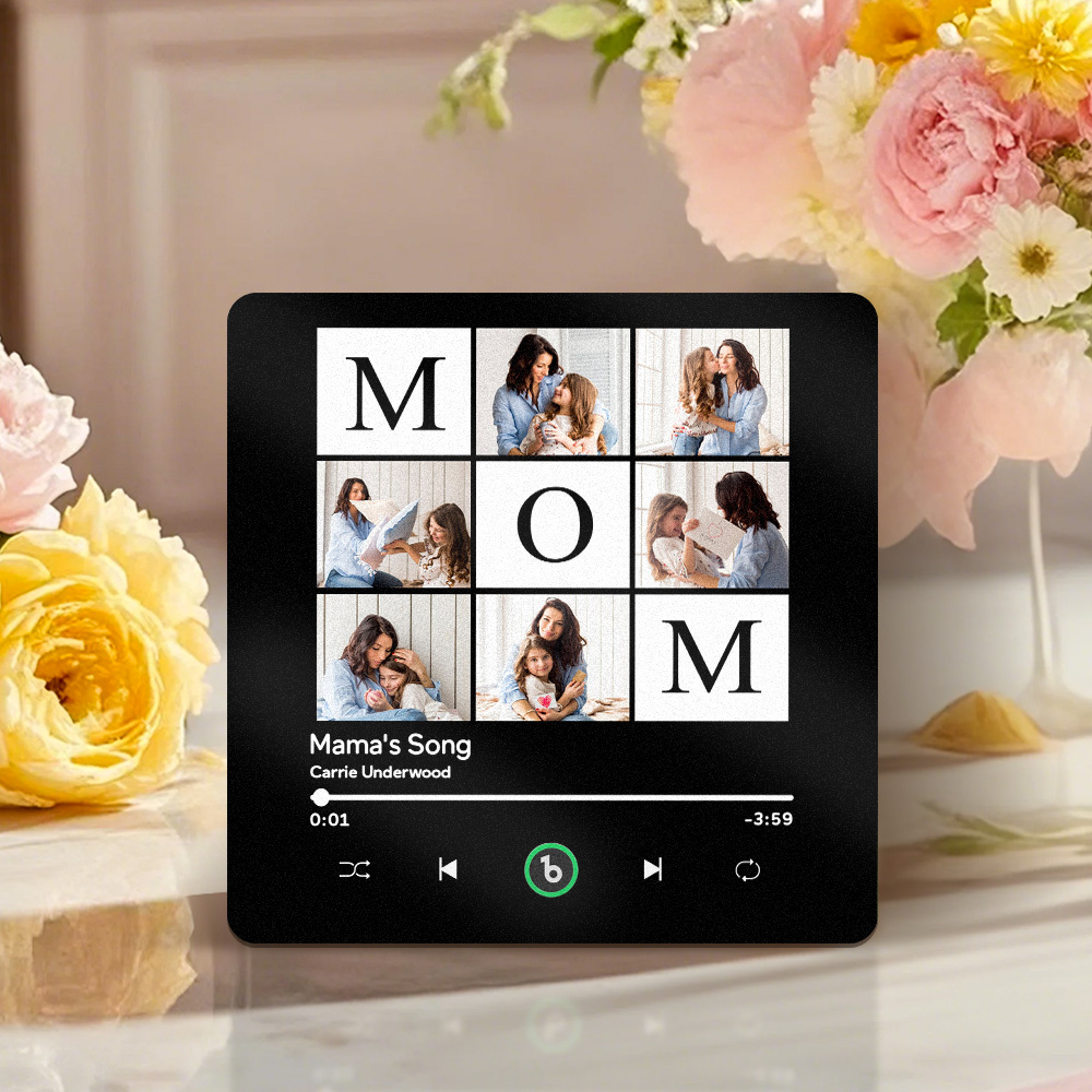 Custom Music Fridge Magnet Mother's Day Gifts Personalized Photo Upgraded Music Album Fridge Magnet Music Wall Photo Sticker Music Movement That Can Be Played Gift Idea - MyFaceUnderwearAU