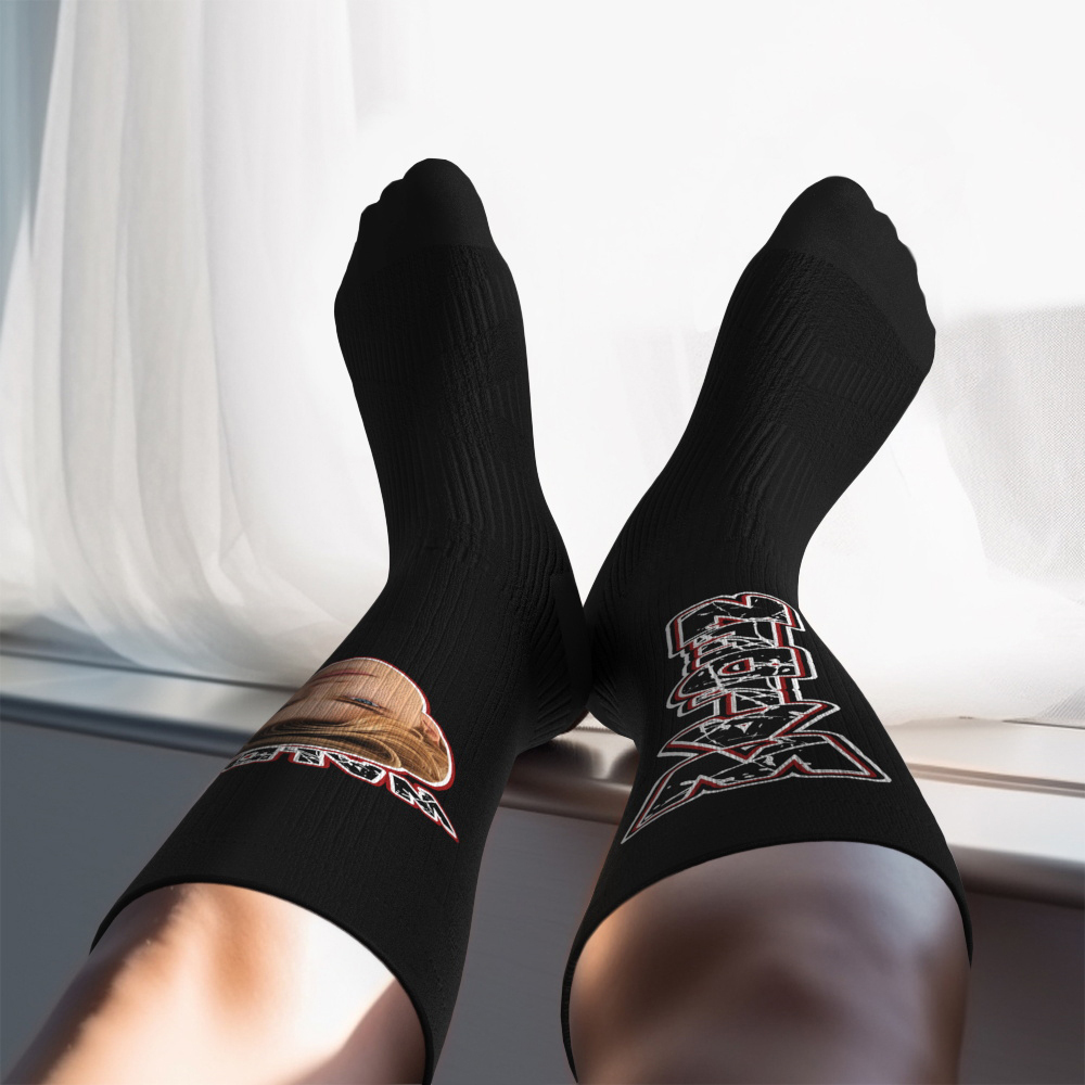 Custom Athletic Knee High Socks Red High Socks Personalized Compression Socks Face and Text Knee High Socks - MyFaceUnderwearAU