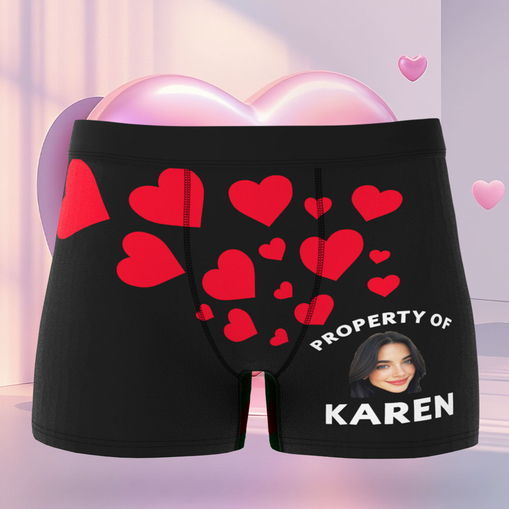 Custom Face Men's Boxer Property Of Birthday Gifts for Husband Waistband Text Boxer Gift - MyFaceUnderwearAU