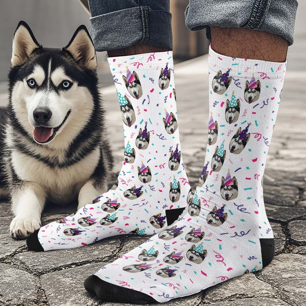 Personalized Full Face Photo Printed Socks Happy Birthday Hat Socks Personalized Custom Designs Best Gift Idea - MyFaceUnderwearAU