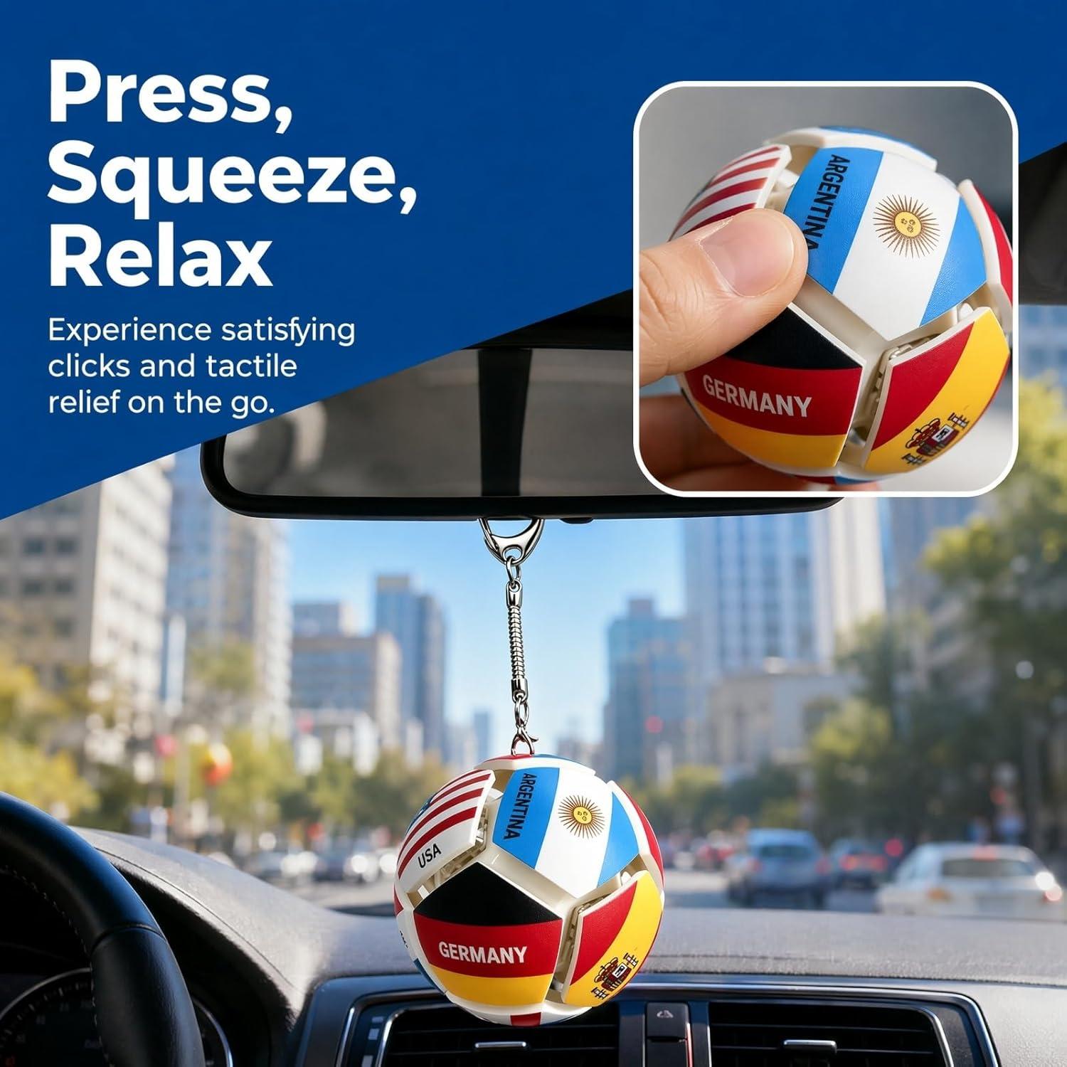 2026 Soccer Flag Soccer Fidget Ball Keychain, 12-Sided Mechanical Clicking Sensory Stress Ball for Adults, Squeeze Stress Relief Balls, Football Key Chain for Keys & Backpack(12 Nation) - MyFaceUnderwearAU