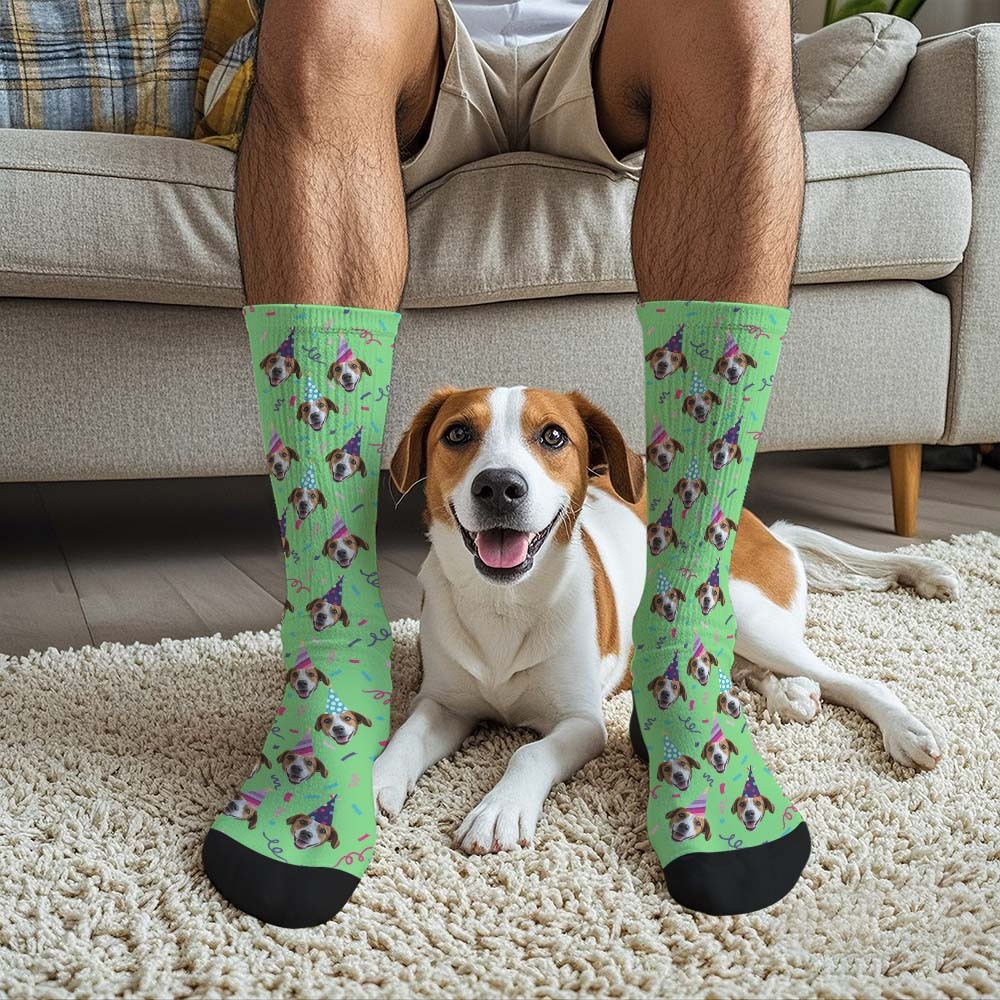 Personalized Full Face Photo Printed Socks Happy Birthday Hat Socks Personalized Custom Designs Best Gift Idea - MyFaceUnderwearAU