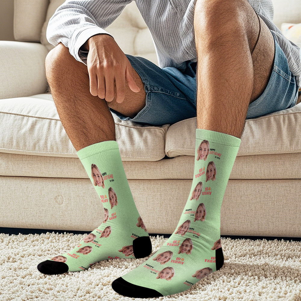 Personalized Face Socks Age and Face Socks Birthday Gift Idea Happy Birthday To You - MyFaceUnderwearAU