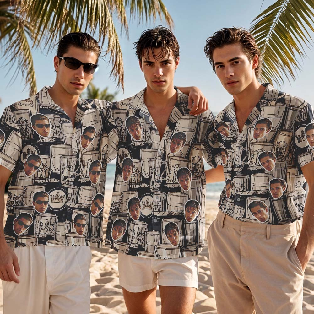 Custom Hawaiian Shirts Personalized Tropical Blue Cute Little Dinosaur Hawaiian Shirts Beach Vacation Gifts - MyFaceSocksAU