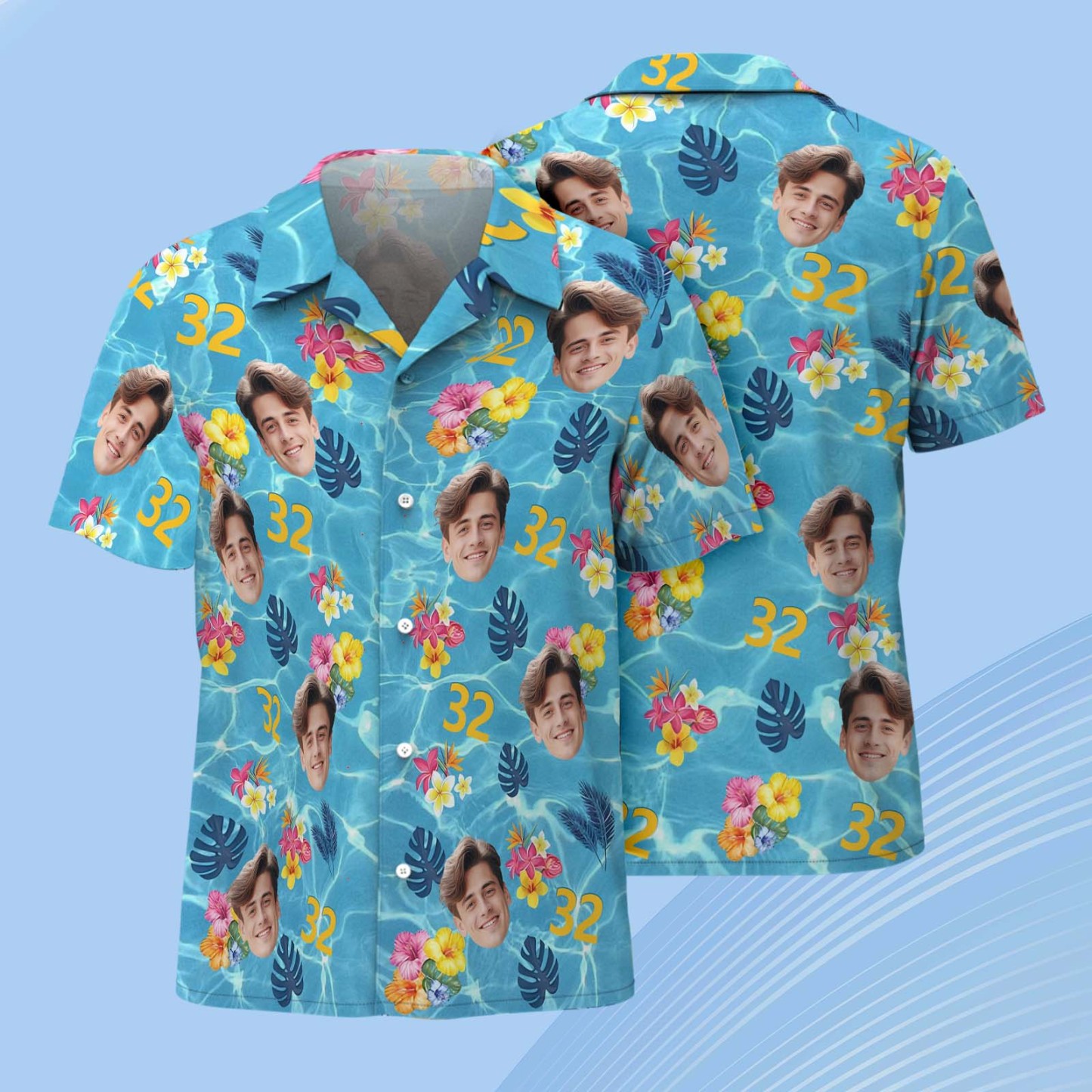 Custom Face Hawaiian Shirt Personalized Birthday Cake Name and Age Face Men Hawaiian Shirt Birthday Party Gift - MyFaceUnderwearAU