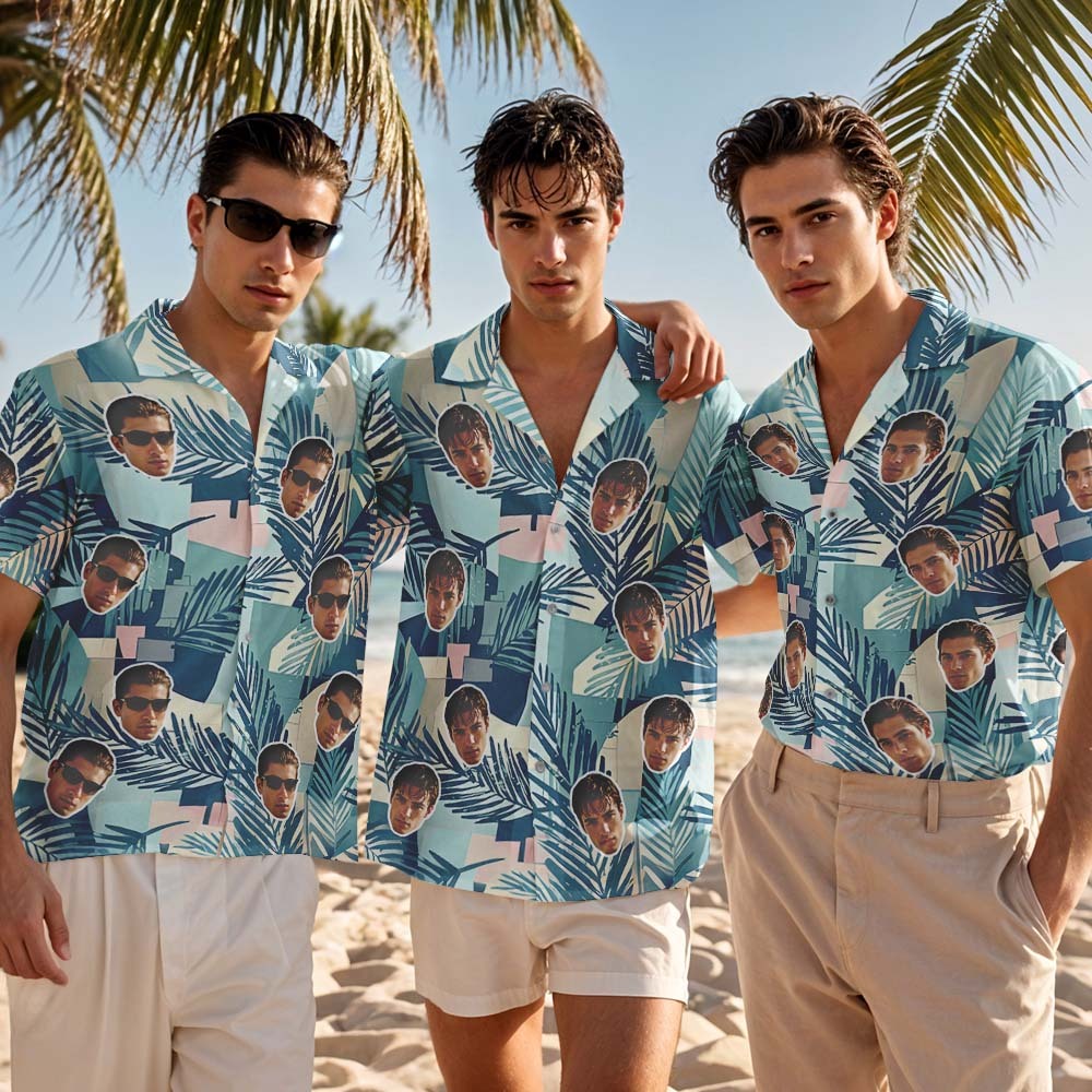 Custom Hawaiian Shirts Personalized Tropical Blue Cute Little Dinosaur Hawaiian Shirts Beach Vacation Gifts - MyFaceSocksAU