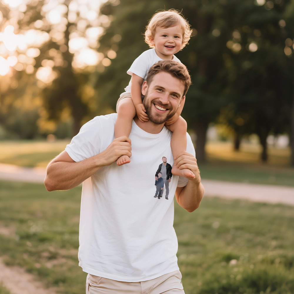 Personalized Father Shirt Photo T-Shirt Custom Father's Day Big And Small Head Funny T-Shirt - MyFaceUnderwearAU