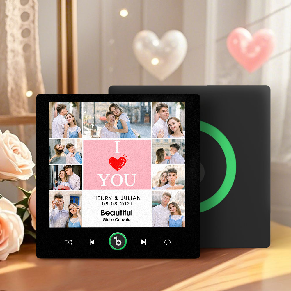 Custom Music Fridge Magnet I Love You Date and Name Music Album Fridge Magnet Photo Music Wall Photo Sticker Music Movement That Can Be Played Gift Idea - MyFaceUnderwearAU