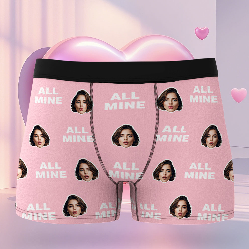 Custom Men's Face Boxer All Mine Face Boxer Briefs Personalized Face Boxer Briefs Valentine's Day Underwear Gift - MyFaceUnderwearAU