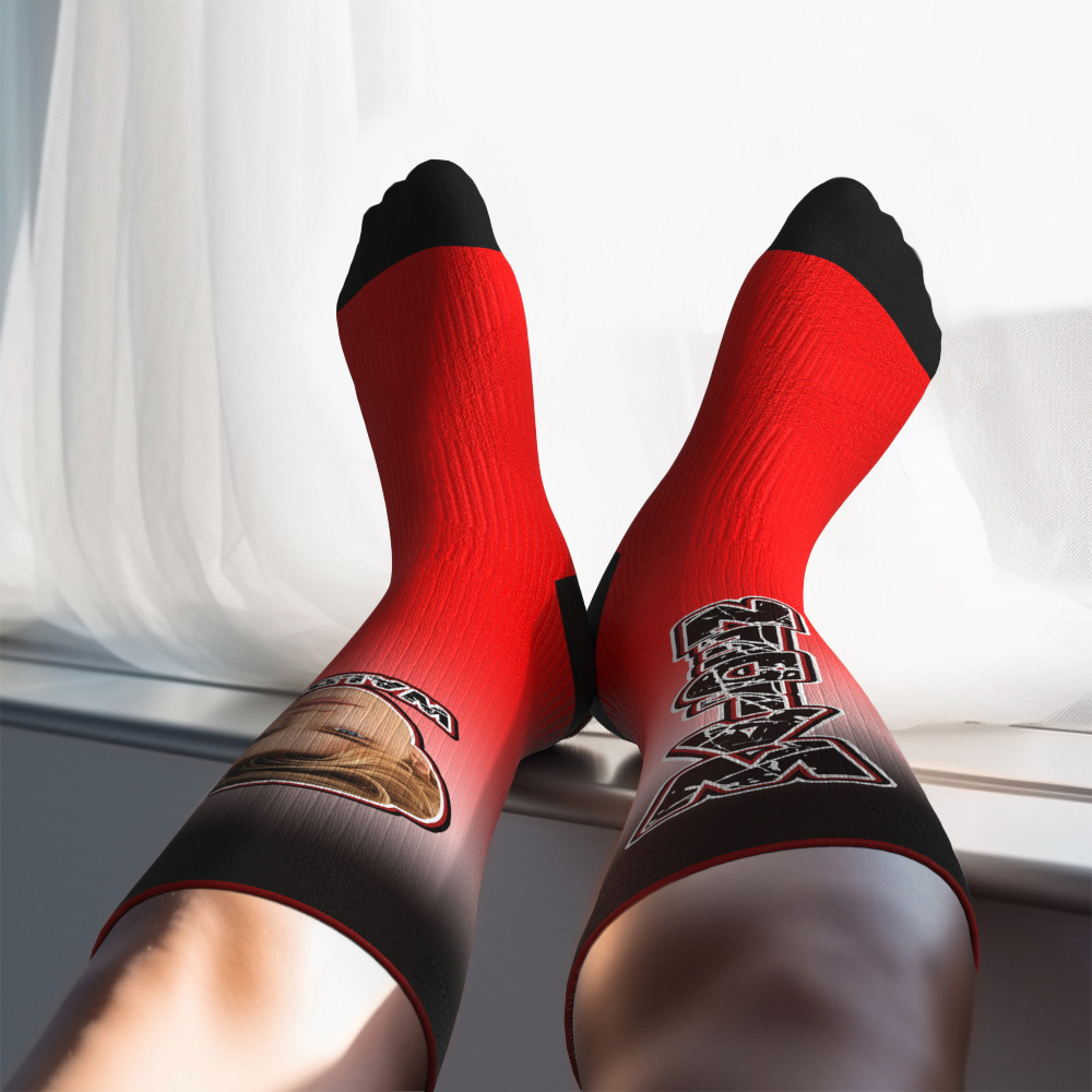 Custom Athletic Knee High Socks Gradient Blue And Yellow High Socks Personalized Compression Socks Face and Text Knee High Socks - MyFaceUnderwearAU