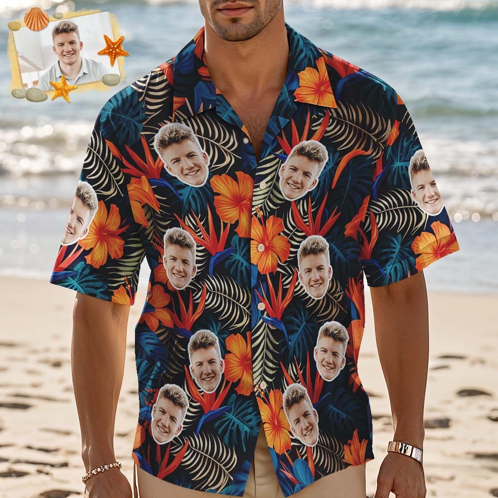 Custom Hawaiian Shirts Personalized Tropical Blue Cute Little Dinosaur Hawaiian Shirts Beach Vacation Gifts - MyFaceSocksAU