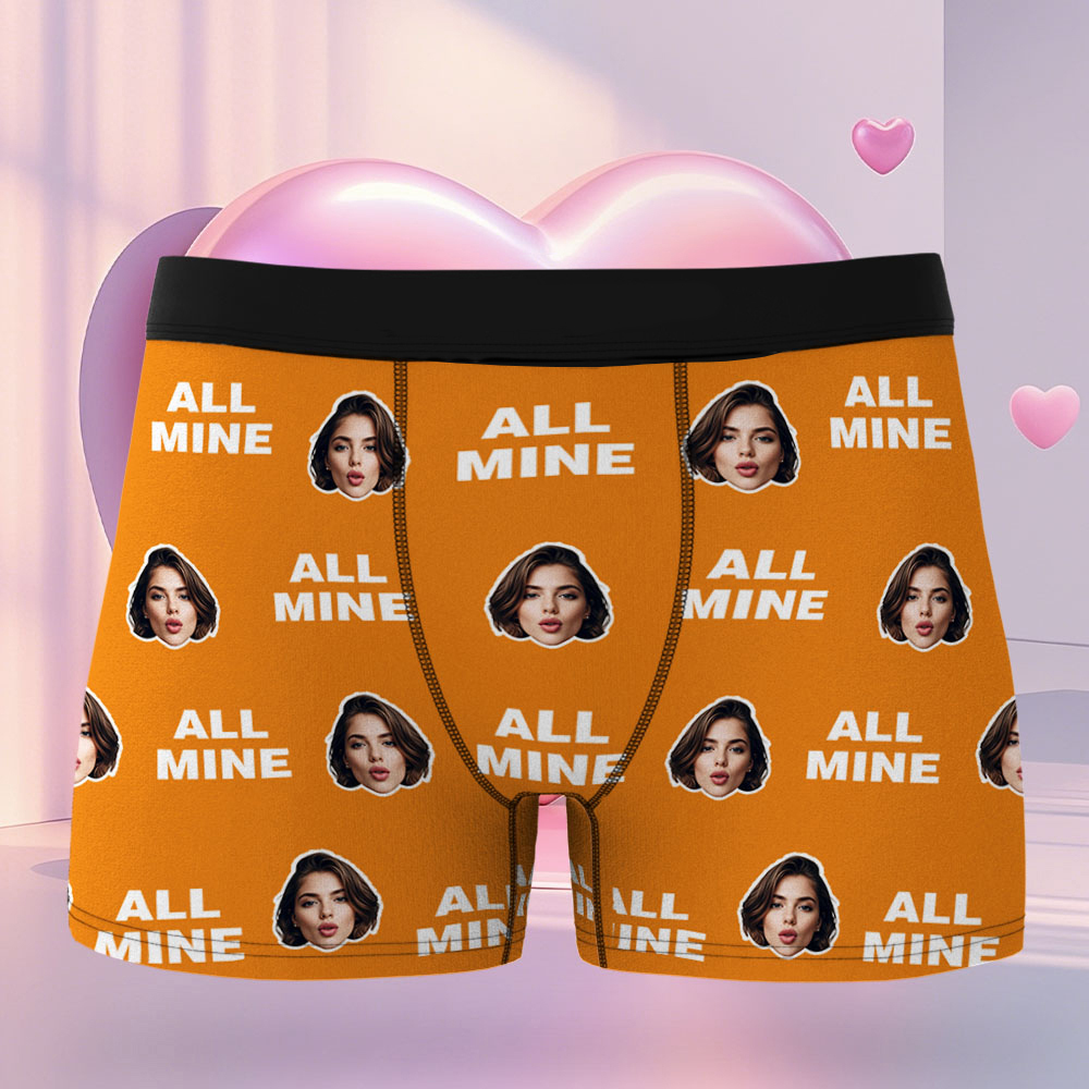 Custom Men's Face Boxer All Mine Face Boxer Briefs Personalized Face Boxer Briefs Valentine's Day Underwear Gift - MyFaceUnderwearAU