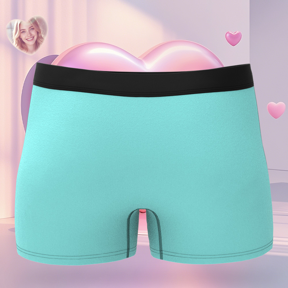Custom Face Men's Boxer Teal Underwear Gifts for Husband I Love You Heart Men Face Boxer - MyFaceUnderwearAU