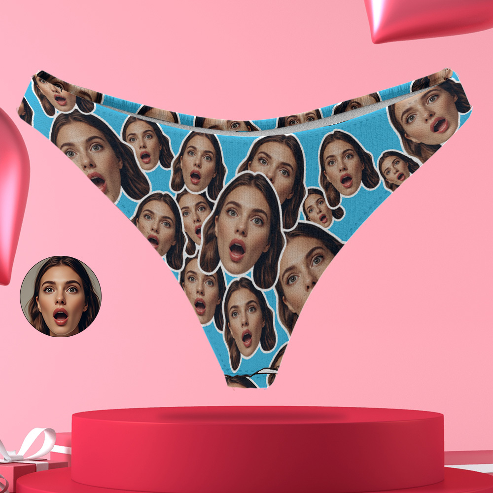 Personalize Pink Face Thong Mash Photo Panties Funny Underwear Briefs Valentine Gift For Her - MyFaceUnderwearAU