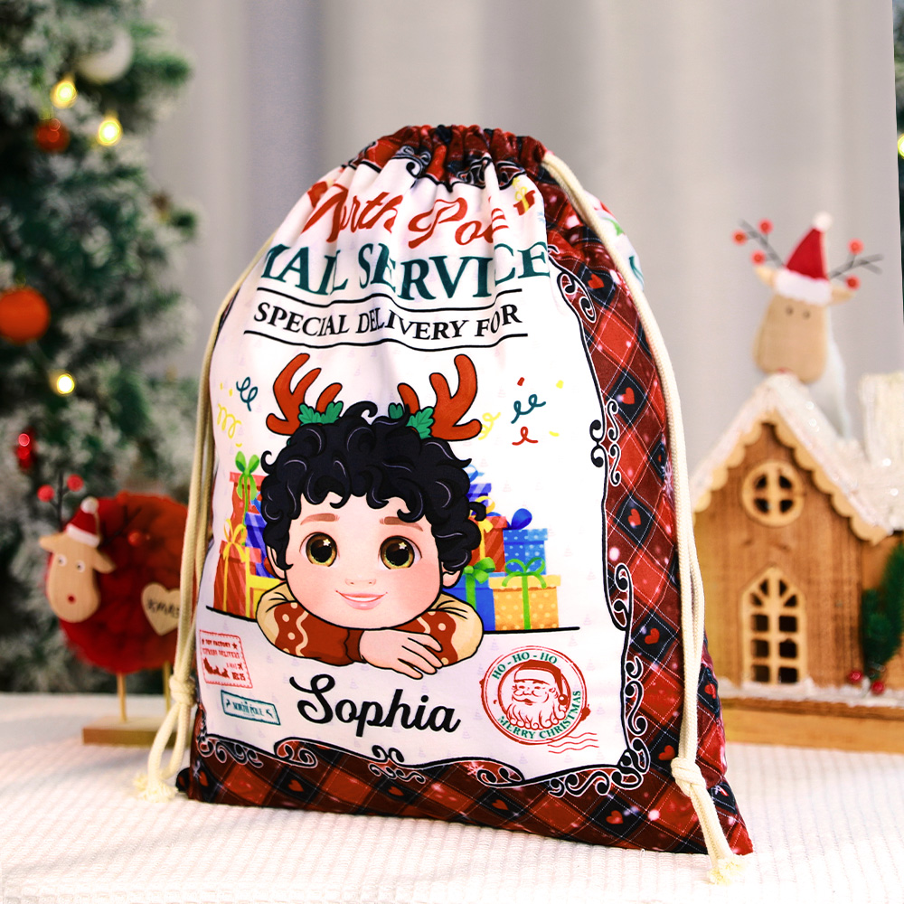 Personalized Christmas Sack Custom Christmas Santa Sack From North Pole For Kids Christmas Gift - MyFaceUnderwearAU