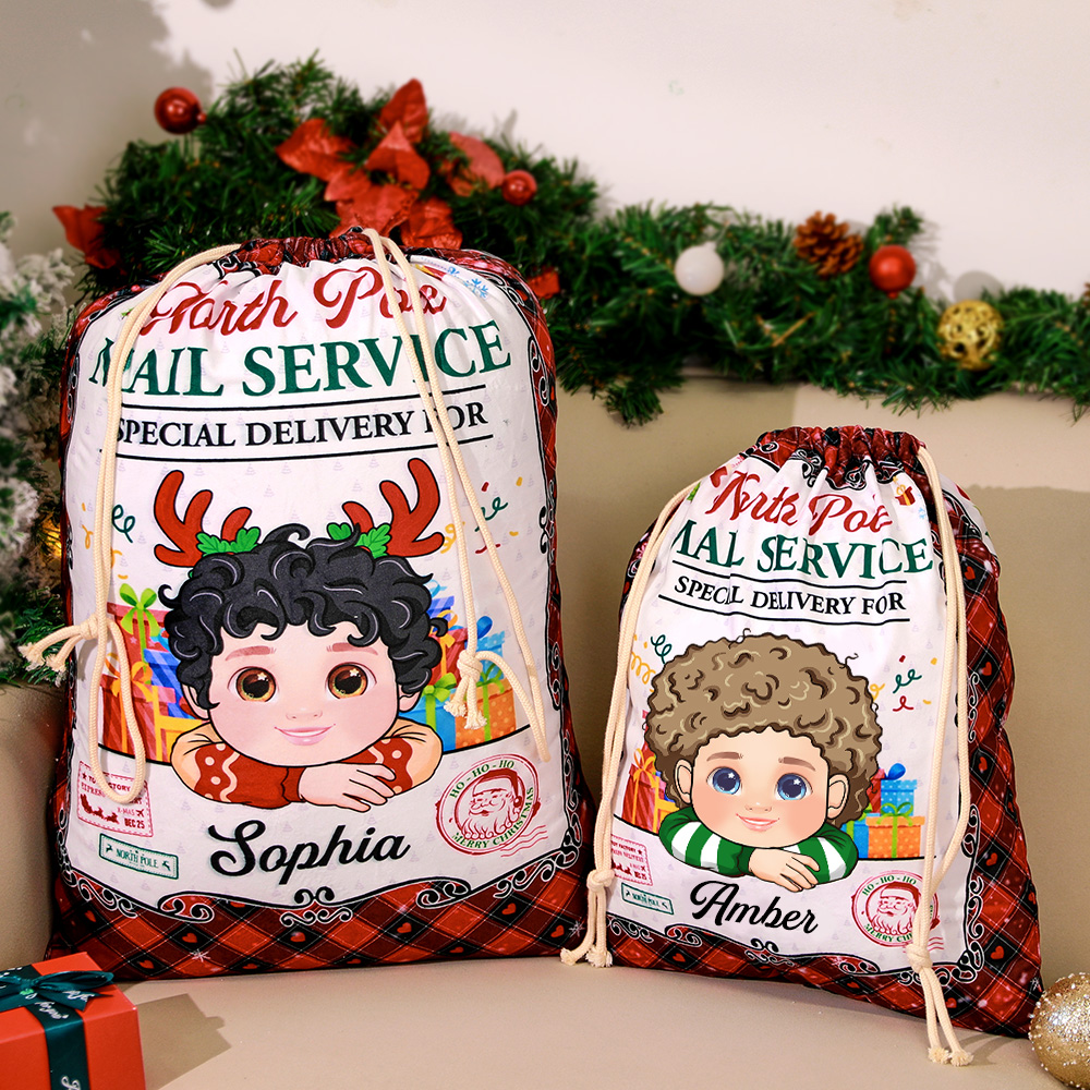 Personalized Christmas Sack Custom Christmas Santa Sack From North Pole For Kids Christmas Gift - MyFaceUnderwearAU