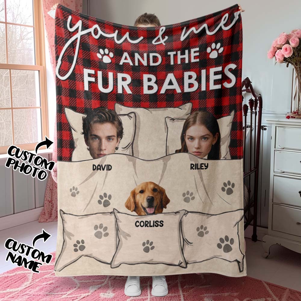 Custom Photo You & Me And The Dogs Cats Fur Babies Personalized Blanket Name And Photo Gift for Family - MyFaceUnderwearAU