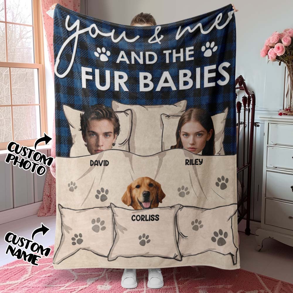 Custom Photo You & Me And The Dogs Cats Fur Babies Personalized Blanket Name And Photo Gift for Family - MyFaceUnderwearAU