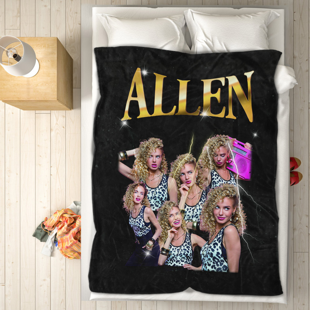 Personalized Photo Vintage Blanket Custom Mothers Day Gift for Mom with Family Photos and Names - MyFaceUnderwearAU