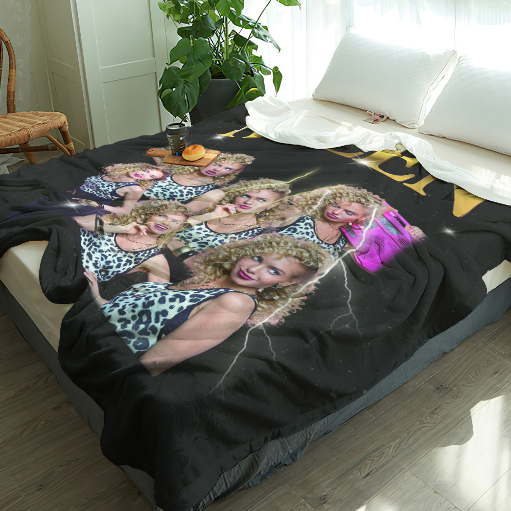 Personalized Photo Vintage Blanket Custom Mothers Day Gift for Mom with Family Photos and Names - MyFaceUnderwearAU