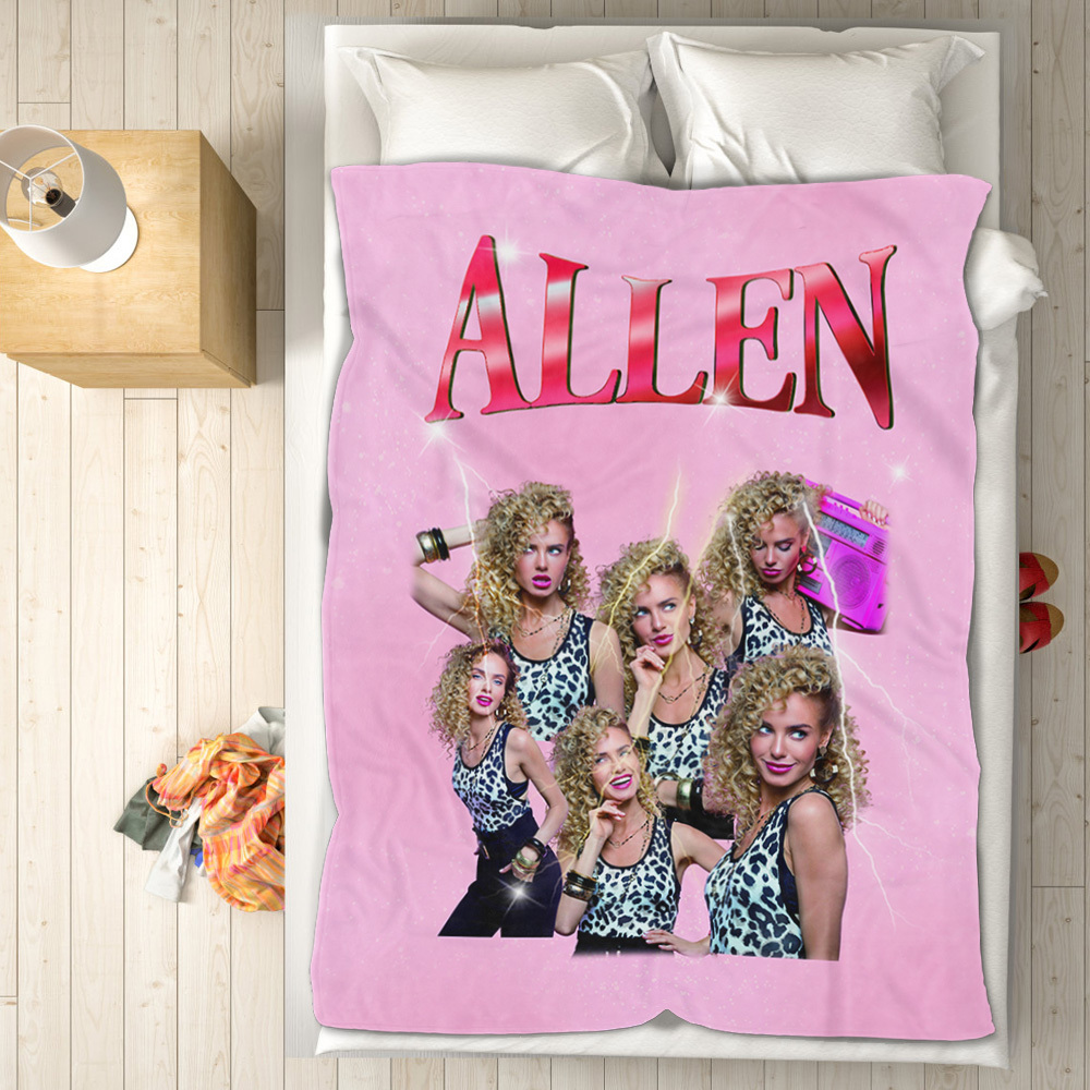 Personalized Photo Vintage Blanket Custom Mothers Day Gift for Mom with Family Photos and Names - MyFaceUnderwearAU