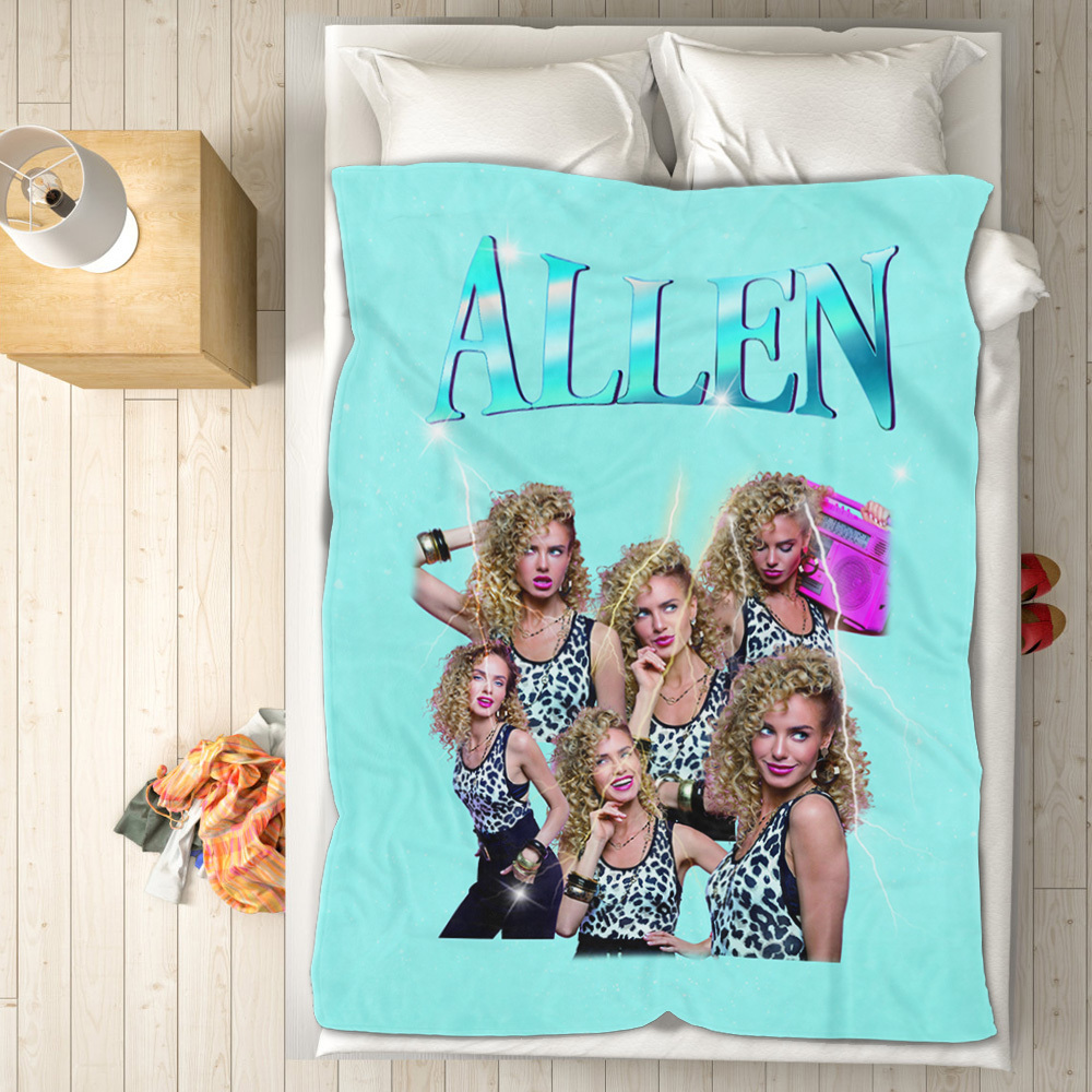 Personalized Photo Vintage Blanket Custom Mothers Day Gift for Mom with Family Photos and Names - MyFaceUnderwearAU