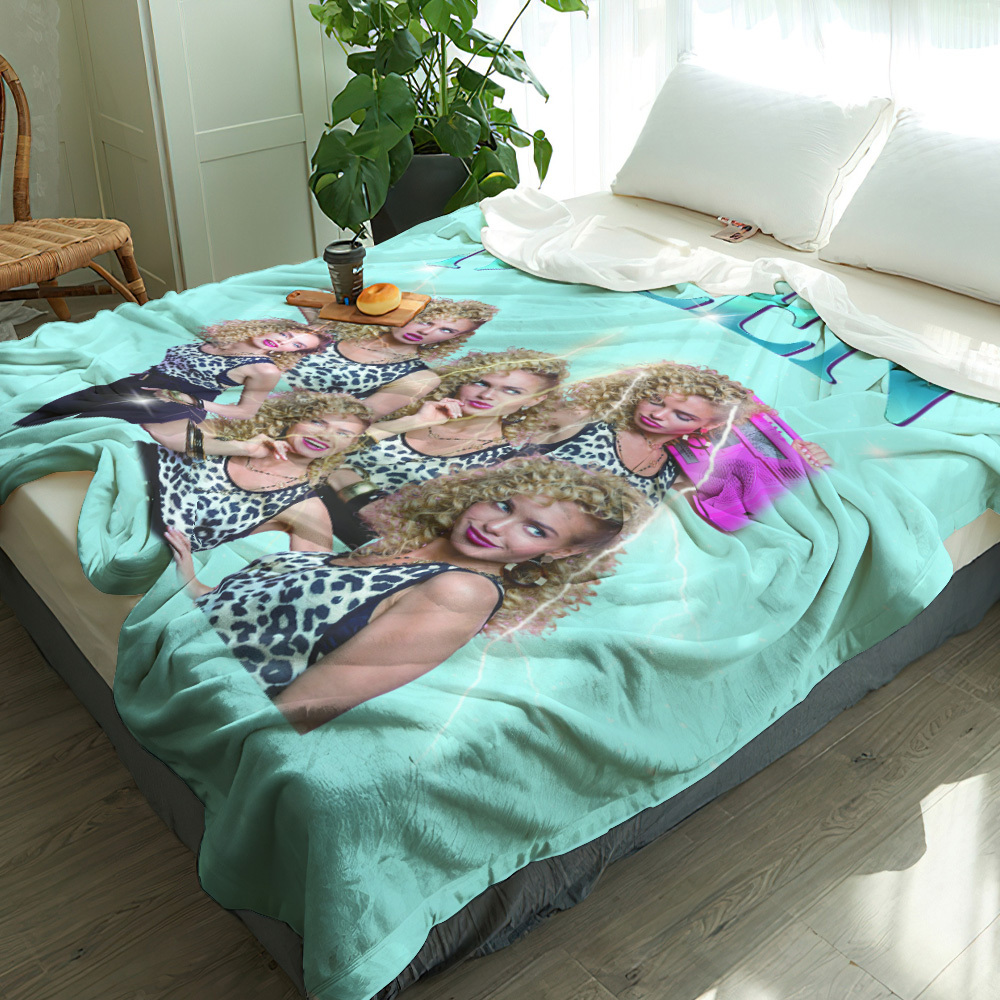 Personalized Photo Vintage Blanket Custom Mothers Day Gift for Mom with Family Photos and Names - MyFaceUnderwearAU