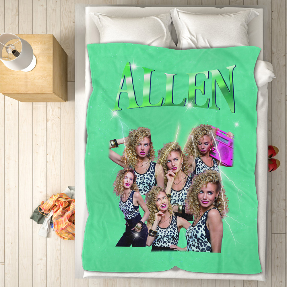 Personalized Photo Vintage Blanket Custom Mothers Day Gift for Mom with Family Photos and Names - MyFaceUnderwearAU