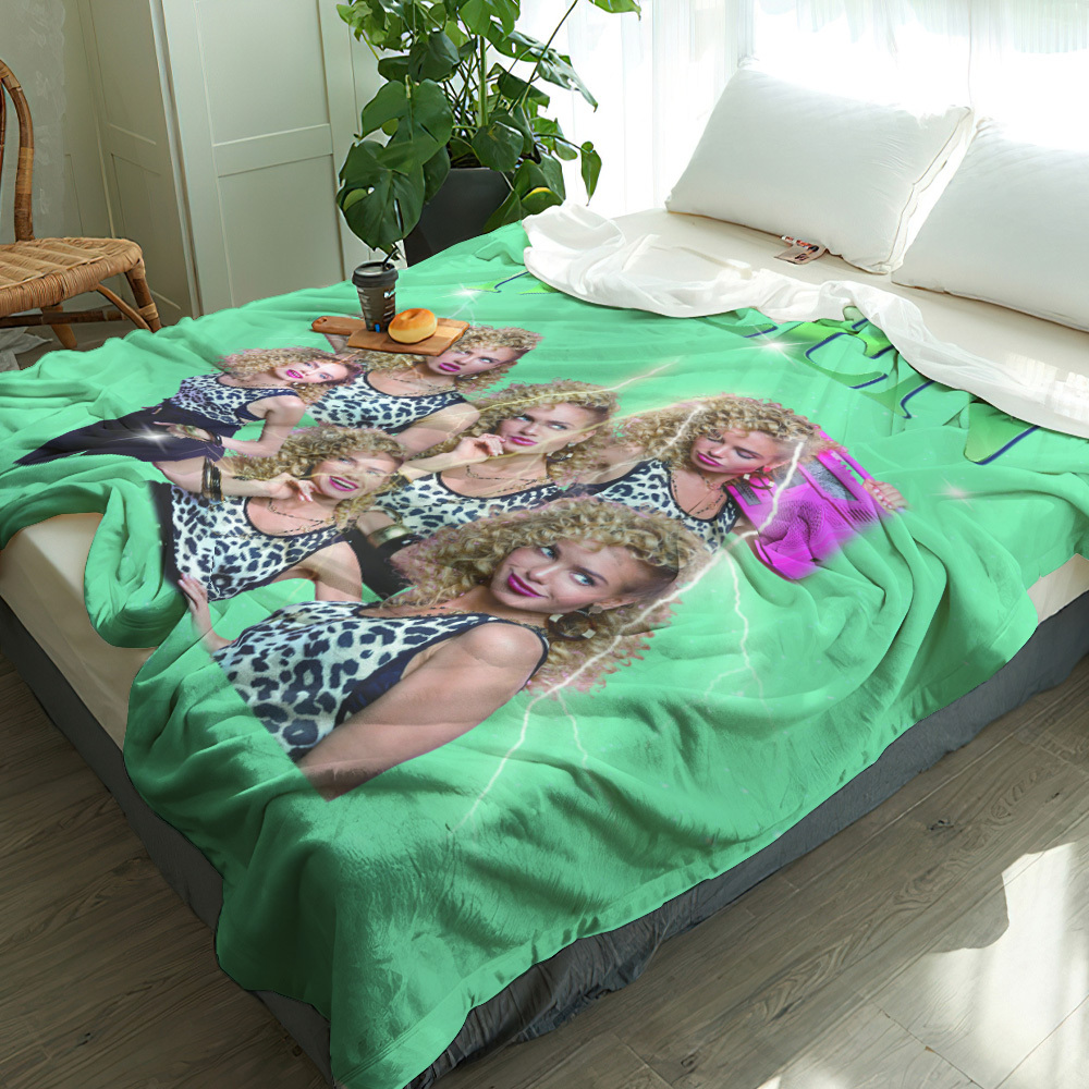 Personalized Photo Vintage Blanket Custom Mothers Day Gift for Mom with Family Photos and Names - MyFaceUnderwearAU