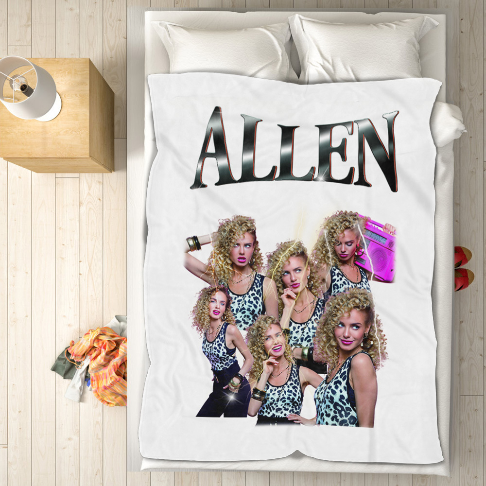 Personalized Photo Vintage Blanket Custom Mothers Day Gift for Mom with Family Photos and Names - MyFaceUnderwearAU