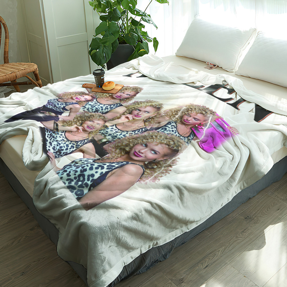 Personalized Photo Vintage Blanket Custom Mothers Day Gift for Mom with Family Photos and Names - MyFaceUnderwearAU