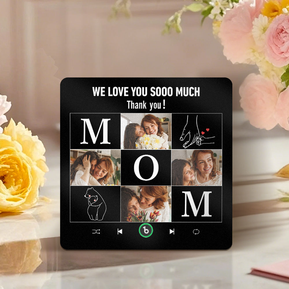 Mother's Day Custom Music Fridge Magnet Personalized Photo and Text Frame Gift for Mom - MyFaceUnderwearAU