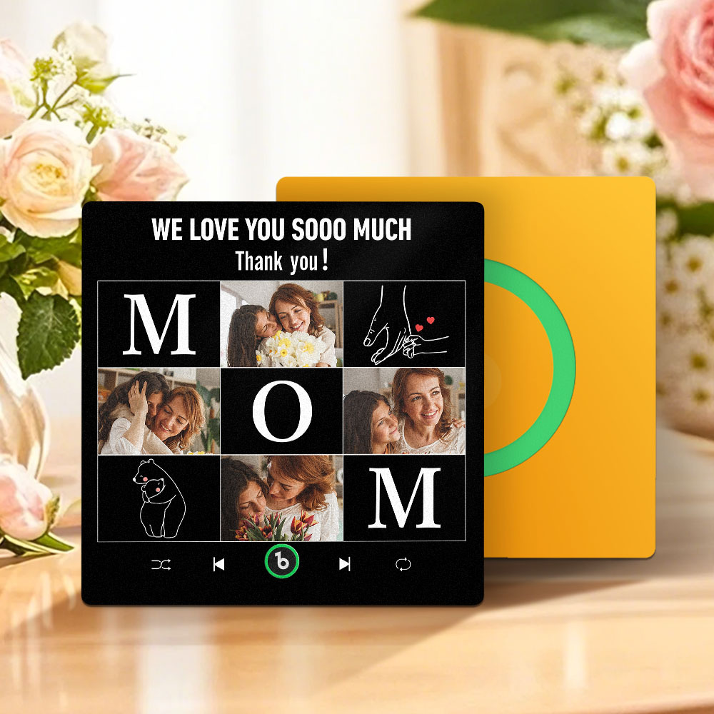 Mother's Day Custom Music Fridge Magnet Personalized Photo and Text Frame Gift for Mom - MyFaceUnderwearAU